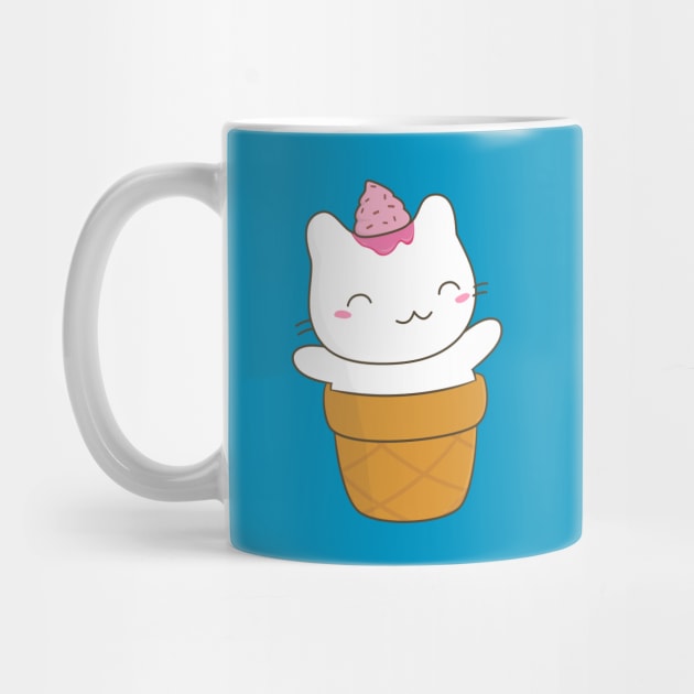 Cute Cat Ice Cream Cone T-Shirt by happinessinatee